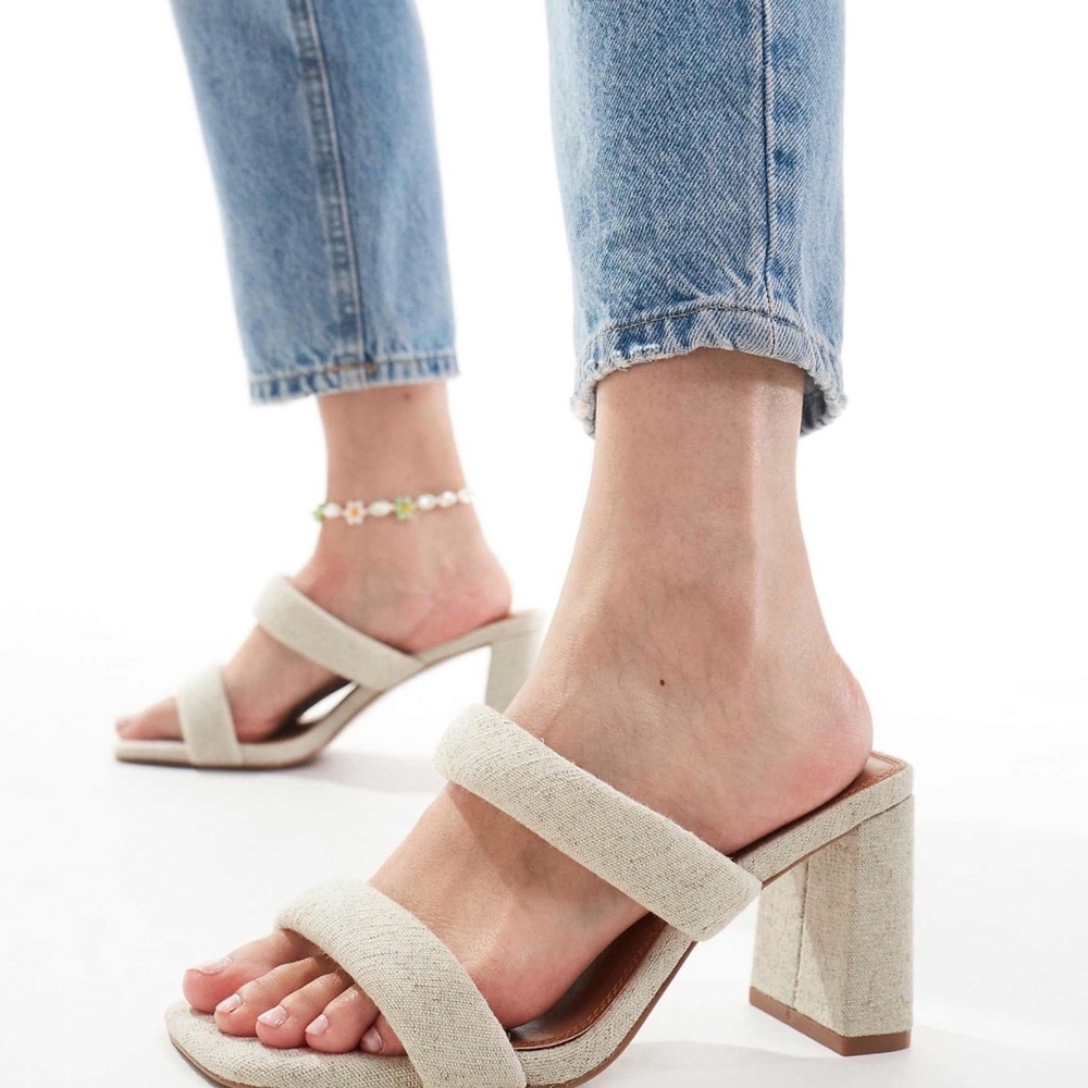 ASOS  Wide Cream Block Heel Sandals